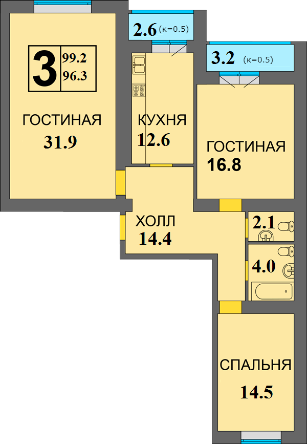 Просторная трёшка в ЖК Дадаевский