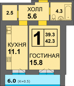 1-комн. кв. по ул. Ст. Дадаева, 71 кв. 278 в Калининграде