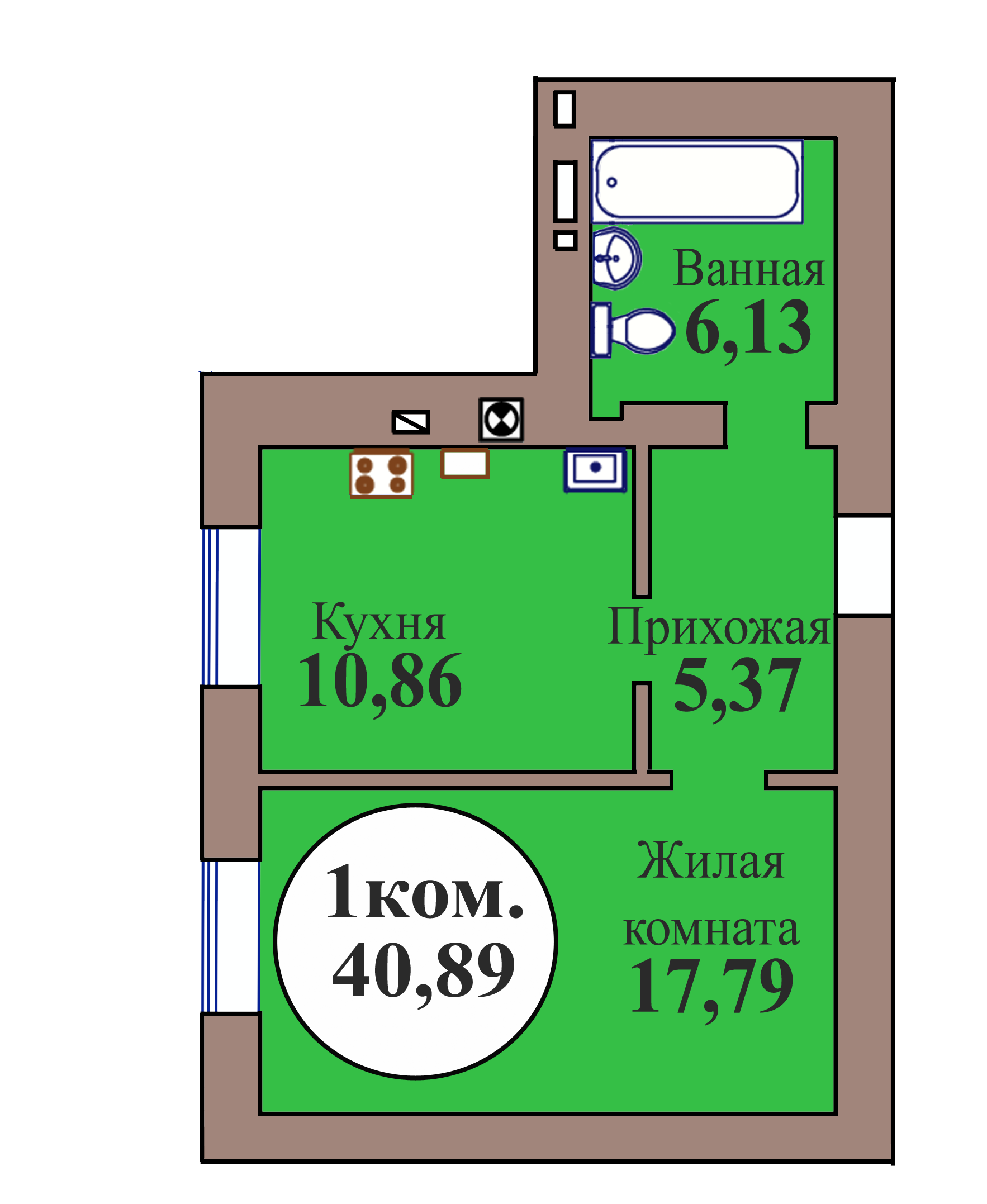 1-комн. кв. по пер. Калининградский, 5 кв. 144 в Калининграде