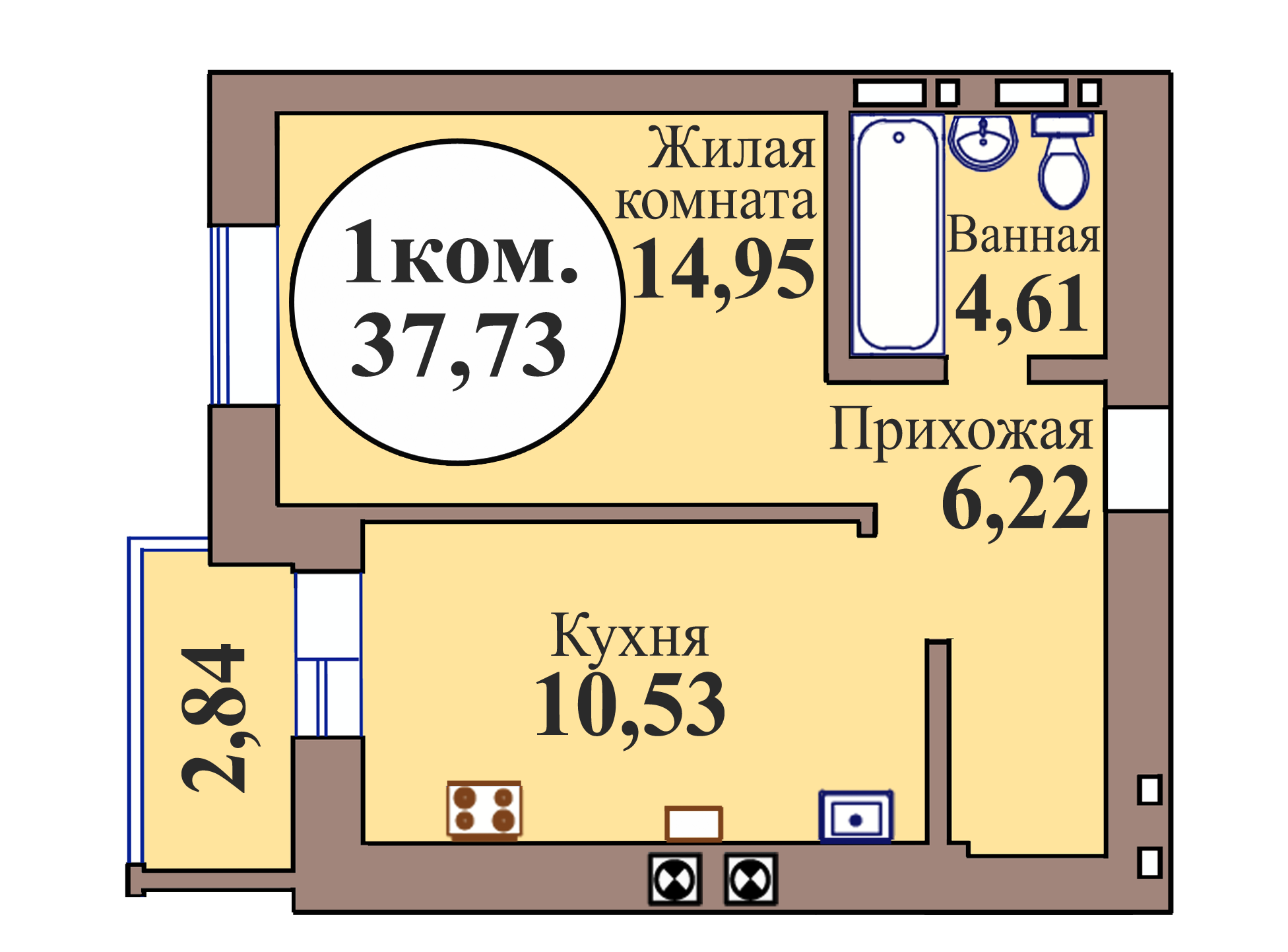 1-комн. кв. по пер. Калининградский, 5 кв. 214 в Калининграде