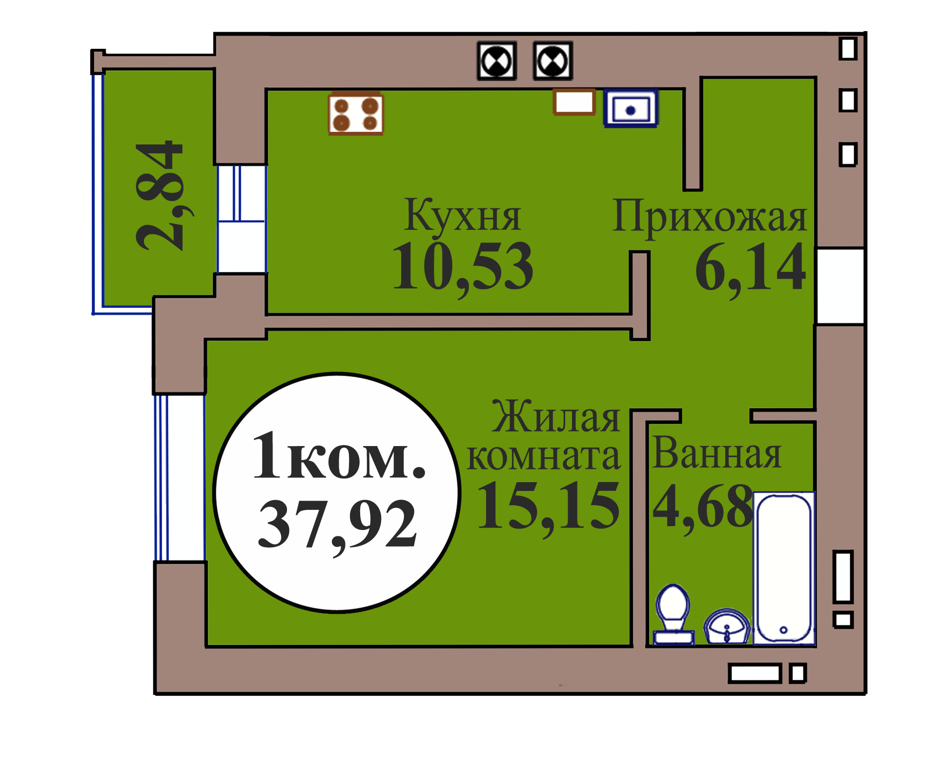 1-комн. кв. по пер. Калининградский, 5 кв. 225 в Калининграде