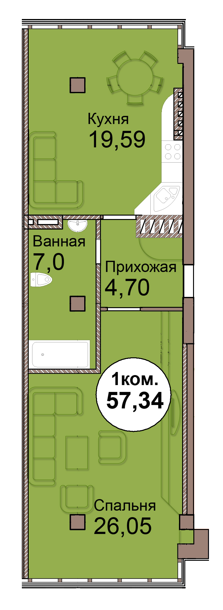 1-комн. кв. по Проспект  Мира, 83 кв. 18 в Калининграде