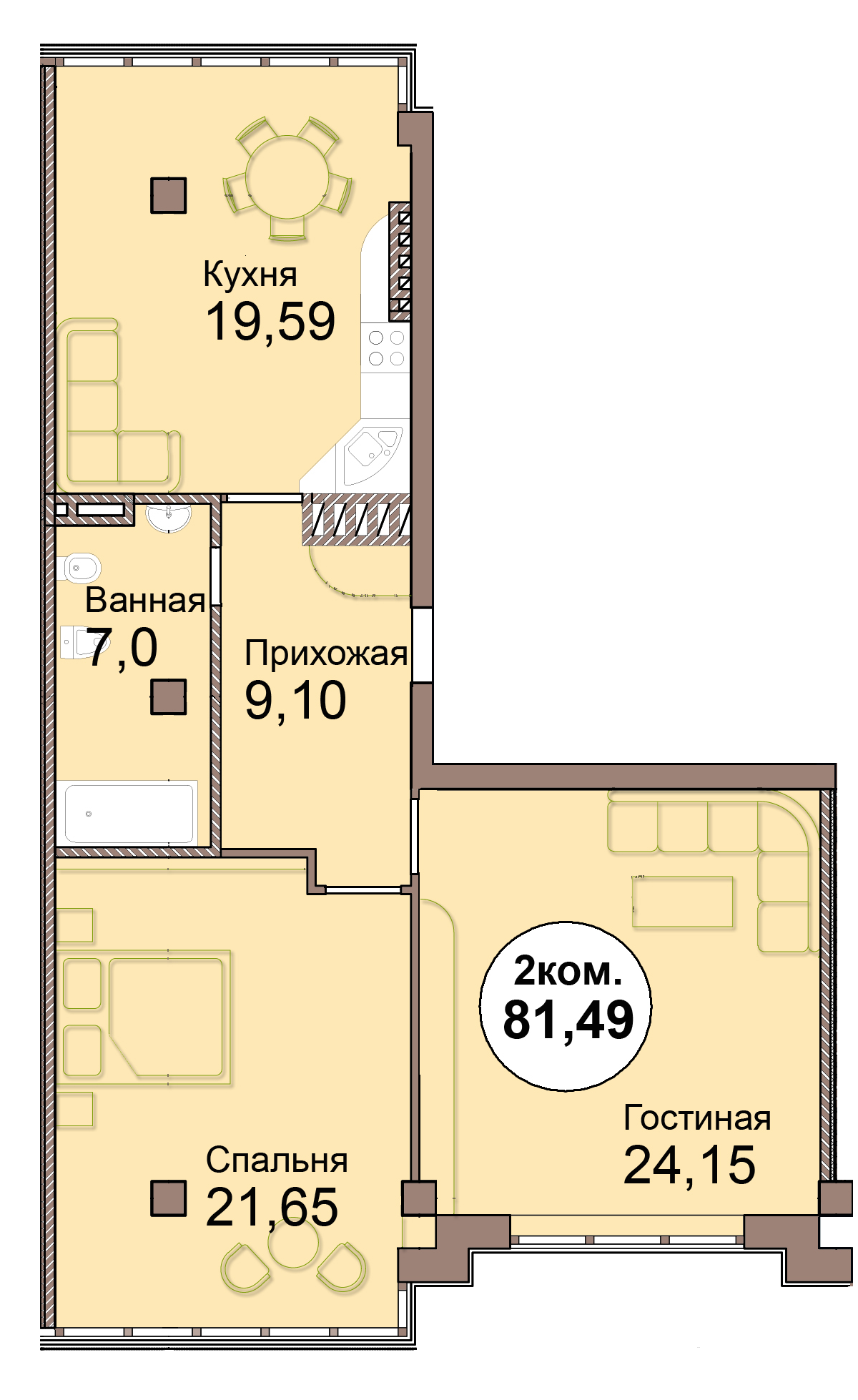 2-комн. кв. по Проспект  Мира, 83 кв. 28 в Калининграде