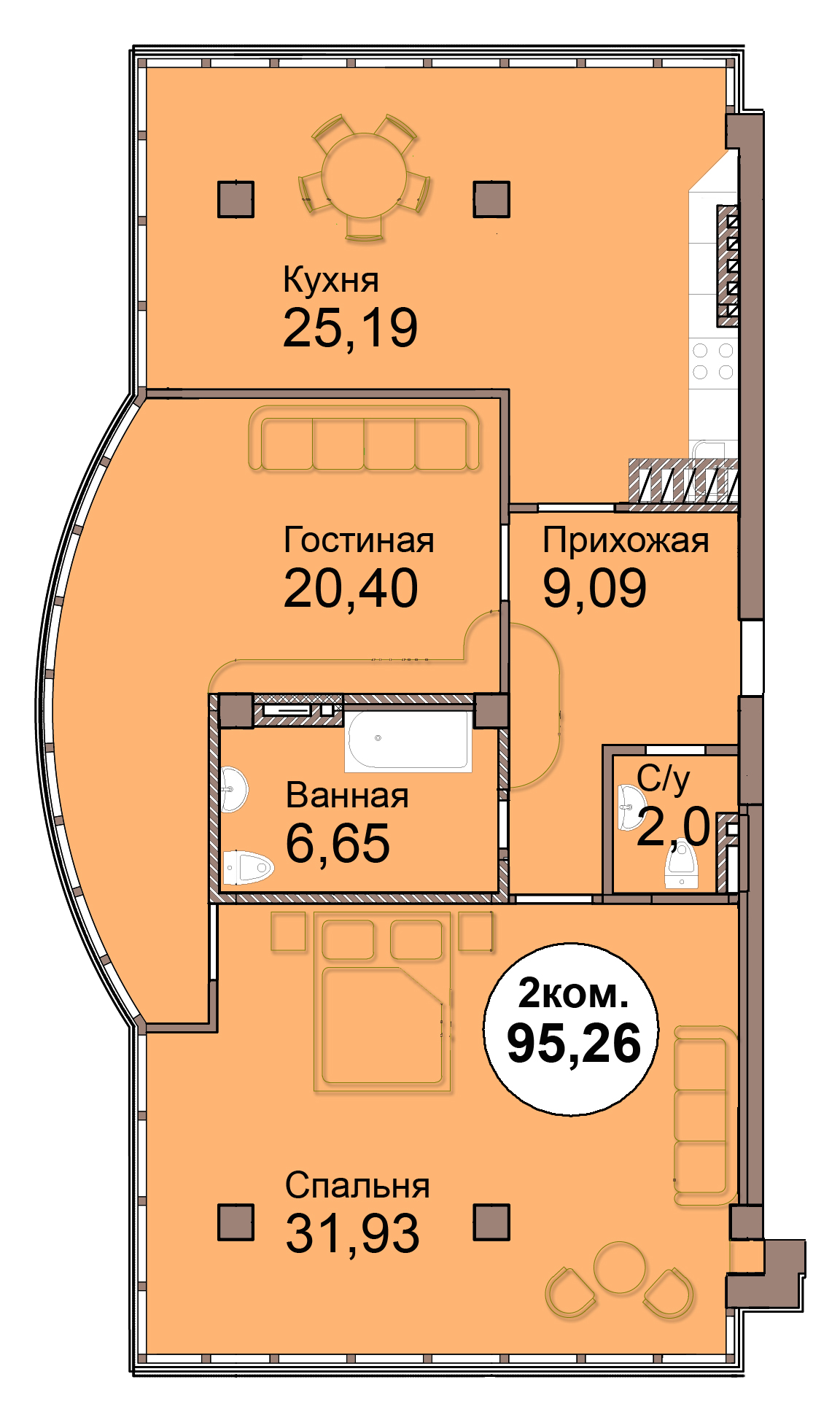 2-комн. кв. по Проспект  Мира, 83 кв. 8 в Калининграде